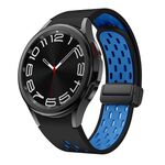 Per Samsung Galaxy Watch 4/5/6 Kalebol Cinturino in silicone con fibbia magnetica nera a maglie bicolore (nero, azzurro cielo)