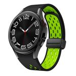 Per Samsung Galaxy Watch 4/5/6 Kalebol Cinturino in silicone con fibbia magnetica nera a maglie bicolore (nero verde fluorescente)