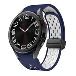 Per Samsung Galaxy Watch 4 / 5 / 6 Kalebol Cinturino in silicone con fibbia magnetica nera a maglie bicolore (blu notte bianco)