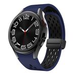 Per Samsung Galaxy Watch 4/5/6 Kalebol Cinturino in silicone con fibbia magnetica nera a maglie bicolore (blu notte nero)