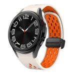 Per Samsung Galaxy Watch 4/5/6 Kalebol Cinturino in silicone con fibbia magnetica nera a maglie bicolore (arancione chiaro)