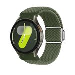 Per Samsung Galaxy Watch 5 Pro / 6 / 7 Kalebol Button Braided Loop Magnetic Buckle Watch Band (verde oliva scuro)