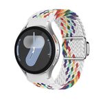 Per Samsung Galaxy Watch 5 Pro / 6 / 7 Kalebol Button Braided Loop Magnetic Buckle Watch Band (Bianco Arcobaleno)