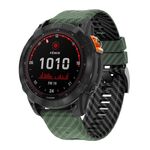 Per Garmin Fenix ​​7X 26mm Kalebol Two Color Carbon Fiber Print Silicone Watch Band (verde militare nero)