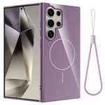Per Samsung Galaxy S22 Ultra 5G Custodia per telefono antiurto in TPU lucido MagSafe con cordino (viola)