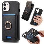 Per iPhone 11 Retro Cross Leather Card Bag MagSafe Custodia per telefono (nero)