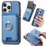 Per iPhone 11 Pro Retro Cross Leather Card Bag MagSafe Custodia per telefono (blu)