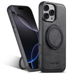 Per iPhone 16 Pro Suteni G3 360 Supporto Rotante MagSafe Custodia Posteriore in Pelle Denim per Telefono (Nero)