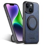Per iPhone 14 Plus Suteni G3 360 Supporto Rotante MagSafe Custodia Posteriore in Pelle Denim per Telefono (Blu)