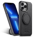 Per iPhone 13 Pro Suteni G3 360 Supporto Rotante MagSafe Custodia Posteriore in Pelle Denim per Telefono (Nero)