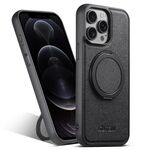 Per iPhone 12 Pro Suteni G3 360 Supporto Rotante MagSafe Custodia Posteriore in Pelle Denim per Telefono (Nero)