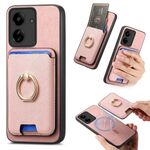 Per Redmi 13C / Poco C65 Retro Cross Leather Ring Vertical Insert Card Bag MagSafe Custodia per telefono (rosa)