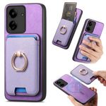 Per Redmi 13C / Poco C65 Retro Cross Leather Ring Vertical Insert Card Bag MagSafe Custodia per telefono (viola)