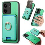 Per Redmi 13C / Poco C65 Retro Cross Leather Ring Vertical Insert Card Bag MagSafe Custodia per telefono (verde)