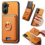 Per Redmi Turbo 4 Retro Cross Leather Ring Vertical Insert Card Bag MagSafe Custodia per telefono (giallo)