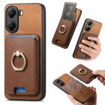 Per Redmi Turbo 4 Retro Cross Leather Ring Vertical Insert Card Bag MagSafe Custodia per telefono (marrone)
