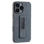 Per iPhone 16 Pro Max Custodia antiurto con supporto push-pull in pelle PU (nero)
