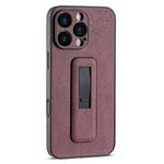 Per iPhone 16 Pro Max Custodia antiurto con supporto push-pull in pelle PU (rosso vino)