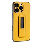 Per iPhone 16 Pro Max Custodia antiurto con supporto push-pull in pelle PU (giallo)