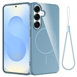 Per Samsung Galaxy S24 FE 5G Custodia per telefono antiurto in TPU lucido MagSafe con cordino (blu)
