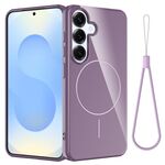 Custodia antiurto in TPU lucido per Samsung Galaxy S24 5G con MagSafe e cordino (viola)