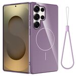 Per Samsung Galaxy S25 Ultra 5G Custodia per telefono antiurto in TPU lucido MagSafe con cordino (viola)