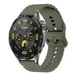 Cinturino per orologio in silicone con cuciture a onda Kalebol da 20 mm (verde militare)