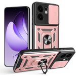 Per OPPO Reno13 F 4G / 5G Custodia per telefono con design scorrevole per fotocamera in TPU ibrido per PC (oro rosa)