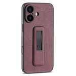 Per iPhone 16 Plus Custodia antiurto con supporto push-pull in pelle PU (rosso vino)