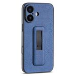Per iPhone 16 Plus Custodia antiurto con supporto push-pull in pelle PU (blu)