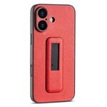 Per iPhone 16 Plus Custodia antiurto con supporto push-pull in pelle PU (rosso)