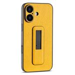 Per iPhone 16 Plus Custodia antiurto con supporto push-pull in pelle PU (giallo)