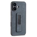 Per iPhone 16 Custodia antiurto con supporto push-pull in pelle PU (nero)