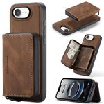 Per iPhone 16e JEEHOOD J02 Custodia in pelle con cerniera magnetica orizzontale (marrone)