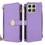 Per Xiaomi 14T 5G Custodia a tracolla in pelle con texture incrociata (viola)