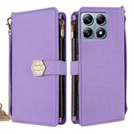 Per Xiaomi 14T Pro 5G Custodia a tracolla in pelle con texture incrociata (viola)
