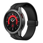 Per Samsung Galaxy Watch7 / 6 / 5 Kalebol Concave Folding Magnetic Buckle Silicone Strap (Nero)
