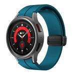 Per Samsung Galaxy Watch7 / 6 / 5 Kalebol Concave Folding Magnetic Buckle Silicone Strap (Rock Blue)