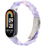 Per Xiaomi Smart Band 9/8 Cinturino in resina ovale (fiore rosa viola)