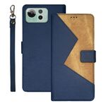 Per Asus Zenfone 12 Ultra idewei Custodia per telefono in pelle bicolore con cuciture (blu)