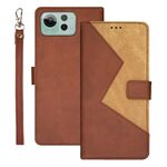 Per Asus Zenfone 12 Ultra idewei Custodia per telefono in pelle bicolore con cuciture (marrone)