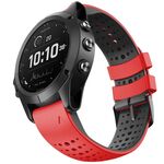 Per Garmin QuickFit 22mm Kalebol Cinturino in silicone traspirante bicolore (rosso nero)