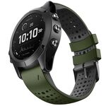 Per Garmin QuickFit 26mm Kalebol Cinturino in silicone traspirante bicolore (verde militare)