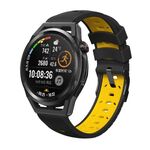 Cinturino per orologio in silicone universale Kalebol da 20 mm con tre file di fori (nero giallo)