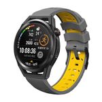 Cinturino per orologio in silicone universale Kalebol da 20 mm con tre file di fori (grigio giallo)