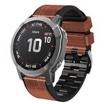 Per Garmin QuickFit 22mm Kalebol cinturino in pelle di silicone con texture coccodrillo (marrone)