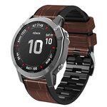 Per Garmin QuickFit 26mm Kalebol Cinturino in silicone con texture coccodrillo in pelle (caffè)
