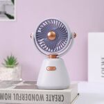 Ventilatore da tavolo per studenti, mini ventilatore da camera da letto, portatile, ricaricabile tramite USB, piccolo ventilatore da tavolo (viola)