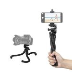 YUNTENG 3280 Treppiede Octopus con testa panoramica a 3 vie Supporto per telefono cellulare (nero)