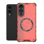 Per Samsung Galaxy S25 Edge 5G Custodia antiurto con anello magnetico a nido d'ape (rosso)